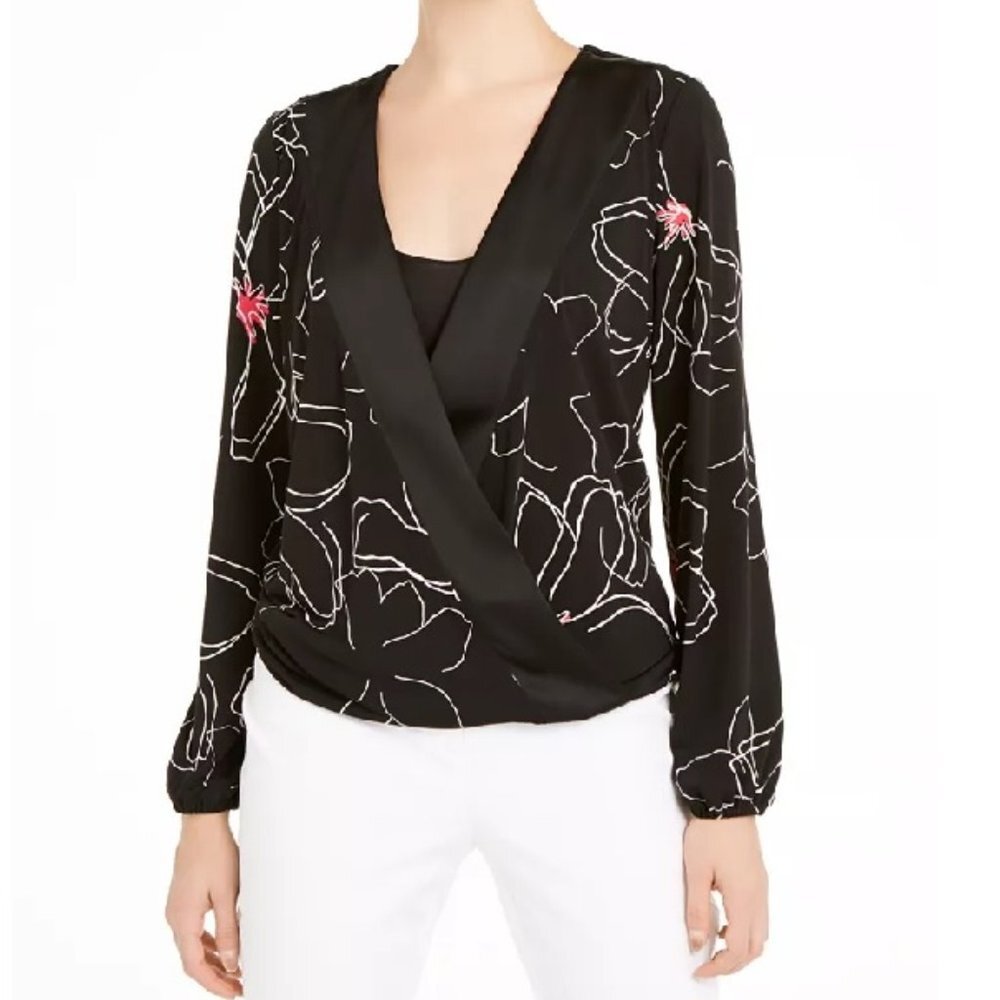 Alfani Printed Surplice-Neck Blouse